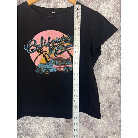 Women Large Crew T-shirt Top Graphic California Dreams Y2K 90s Indie Surf - Picture 7 of 9